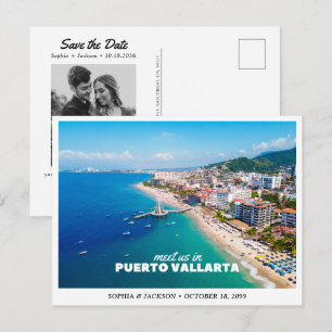 Puerto Vallarta Hochzeit Save the Date Reise Retro Postkarte
