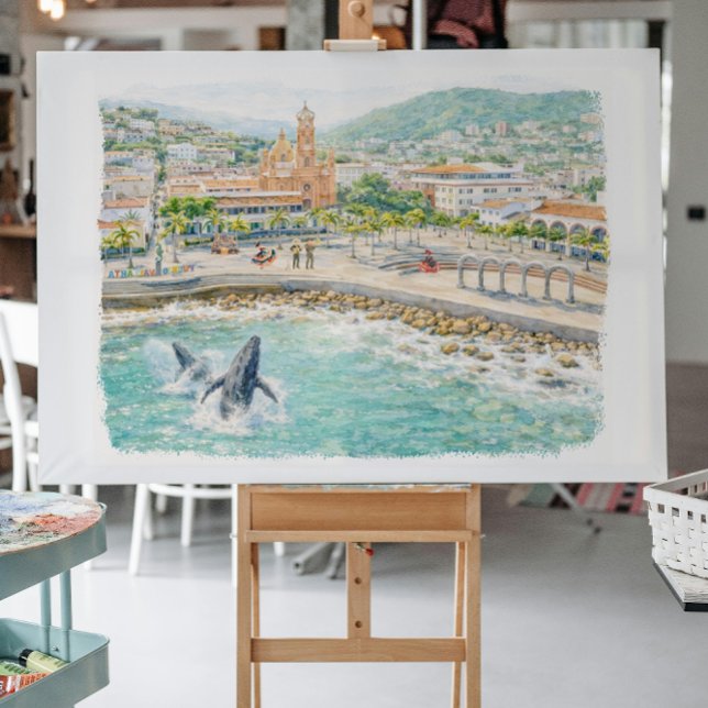 Puerto Vallarta Illustrated Malecón Postkarte (Von Creator hochgeladen)