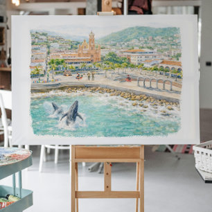 Puerto Vallarta Illustrierte Malecón Postkarte