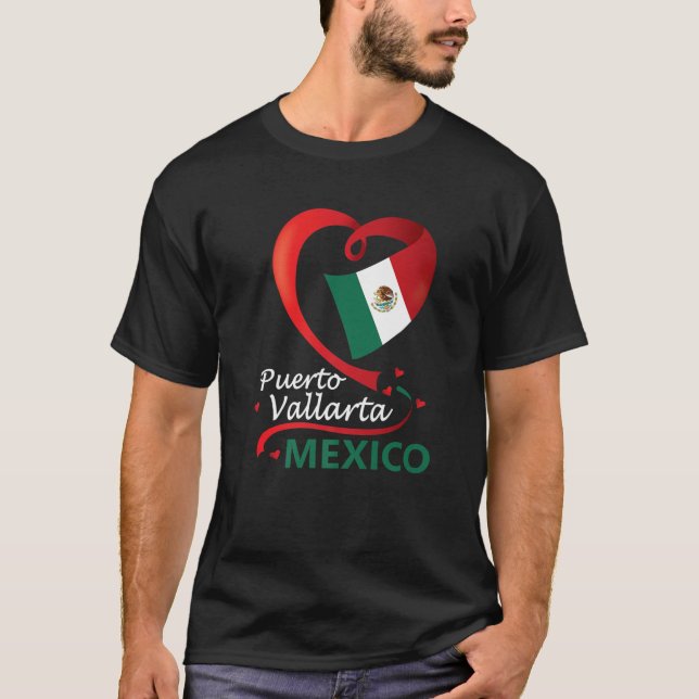 Puerto Vallarta Jalisco Mexico Herzenflagge Mexica T-Shirt (Vorderseite)