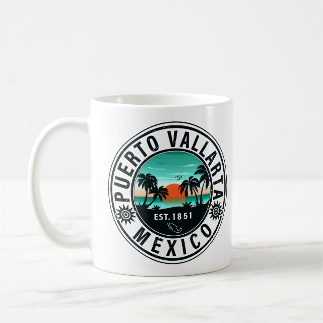 Puerto Vallarta Mexico Retro Sunset Souvenirs 60er Kaffeetasse (Links)