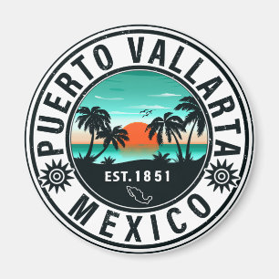 Puerto Vallarta Mexico Retro Sunset Souvenirs 60er Magnet