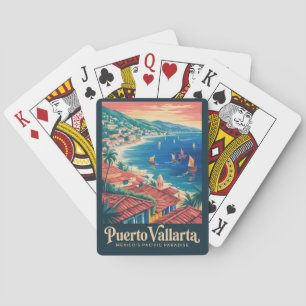 Puerto Vallarta Mexico Strand Illustration Reise Spielkarten
