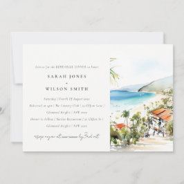 Puerto Vallarta Mexico Watercolor Rehearsal Dinner Einladung