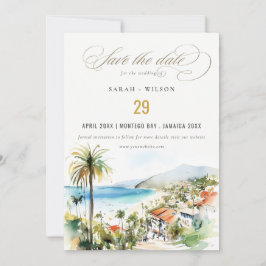 Puerto Vallarta Mexico Watercolor Scape Wedding Save The Date