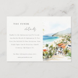 Puerto Vallarta Mexico Watercolor Wedding Details Begleitkarte