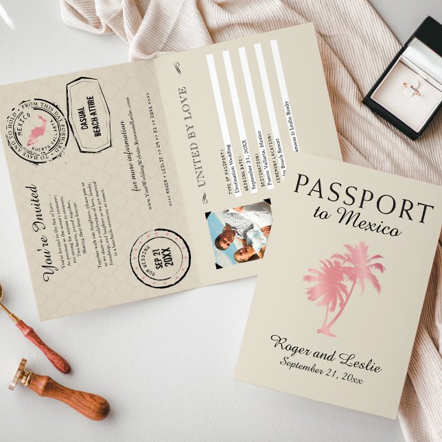 Puerto Vallarta Mexico Wedding Passport Invitation Einladung (Von Creator hochgeladen)