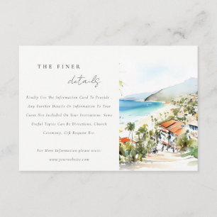 Puerto Vallarta Mexiko Aquarell Hochzeitsdetails Begleitkarte