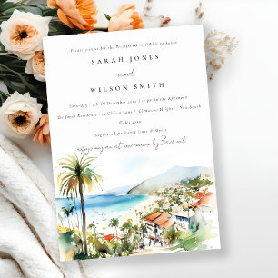 Puerto Vallarta Mexiko Aquarell Hochzeitsdusche Einladung