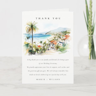 Puerto Vallarta Mexiko Aquarell-Landschaft Hochzei Dankeskarte