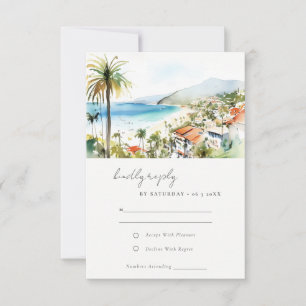 Puerto Vallarta Mexiko Aquarell-Landschaft Hochzei RSVP Karte
