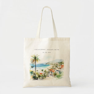 Puerto Vallarta Mexiko Aquarell-Landschaft Hochzei Tragetasche