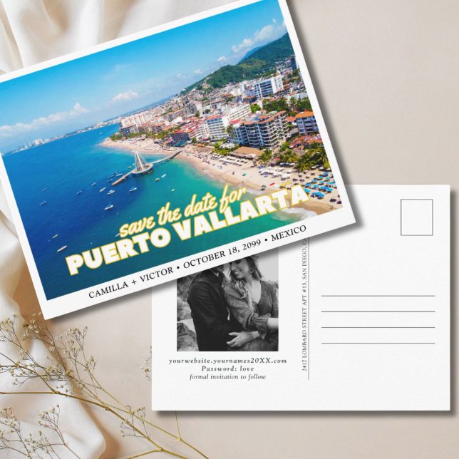 Puerto Vallarta Mexiko Hochzeit speichern Datum Postkarte (Puerto Vallarta Wedding Mexico Save the Date Postcard)