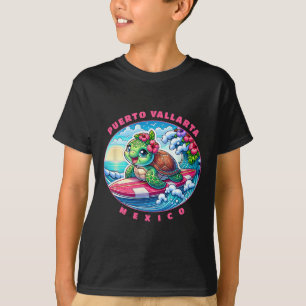 Puerto Vallarta Mexiko Mädchen Süß Surfen Meeressc T-Shirt