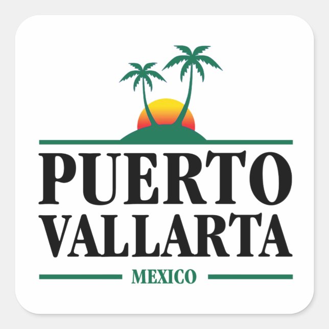 Puerto Vallarta Mexiko Quadratischer Aufkleber (Vorderseite)