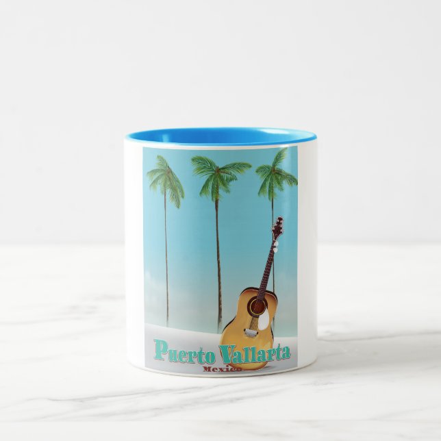 Puerto Vallarta Mexiko Reiseplakat Zweifarbige Tasse (Mittel)
