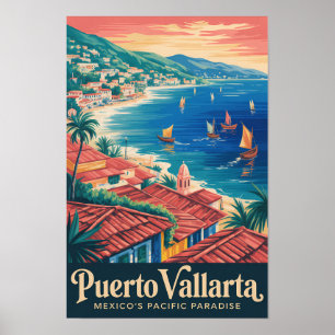 Puerto Vallarta Mexiko Strand Illustration Reise Poster