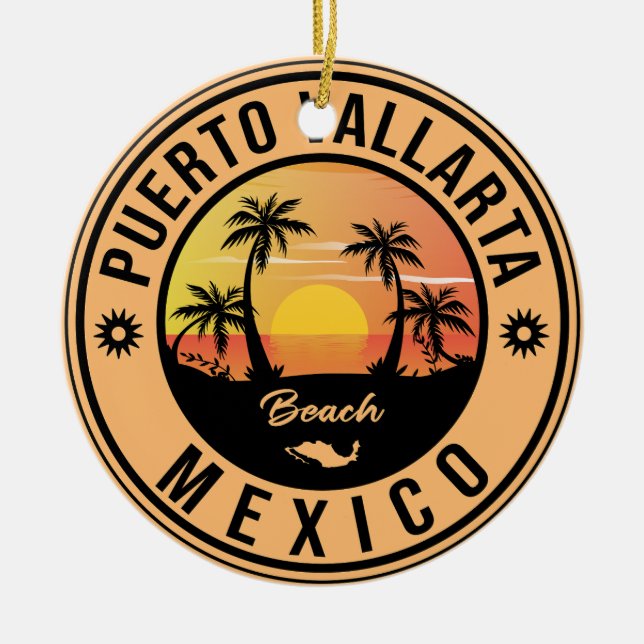 Puerto Vallarta Mexiko Strand. Mexikanischer Stran Keramik Ornament (Vorne)