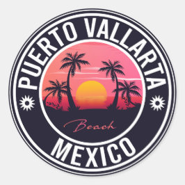 Puerto Vallarta Mexiko Strand. Mexikanischer Stran Runder Aufkleber