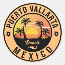 Puerto Vallarta Mexiko Strand. Mexikanischer Stran Runder Aufkleber