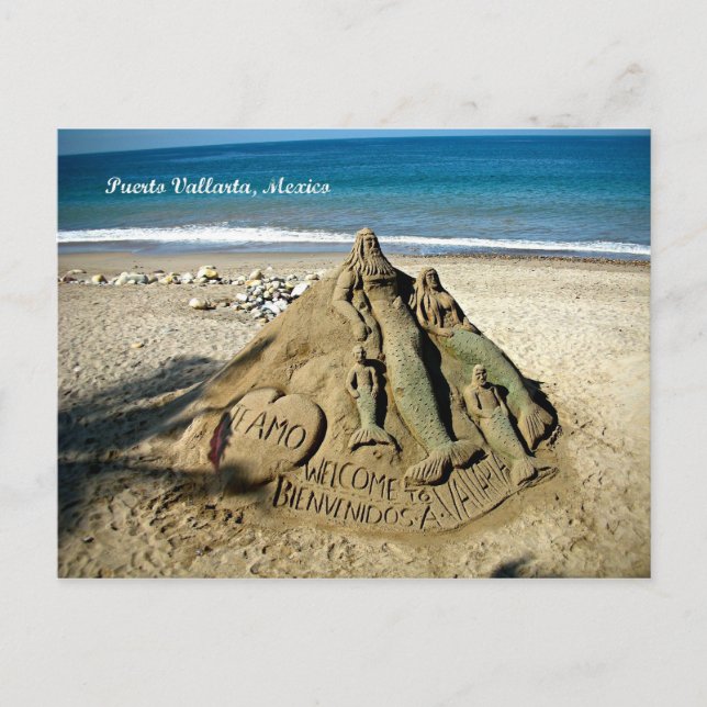 Puerto Vallarta Mexiko Strandbad Kunst, Dichtung u Postkarte (Vorderseite)