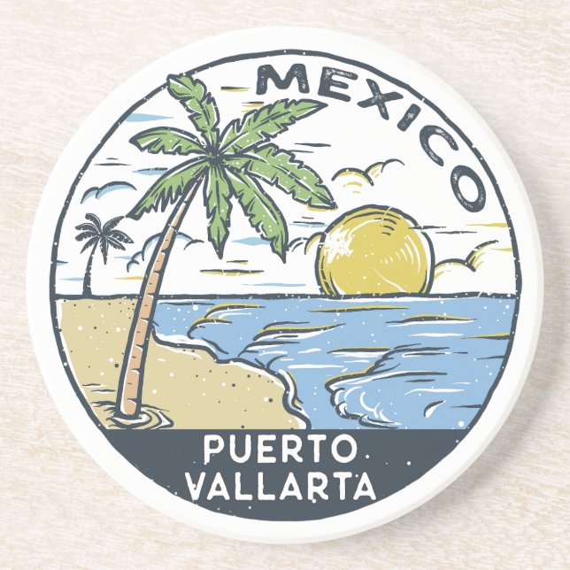 Puerto Vallarta Mexiko Vintag Getränkeuntersetzer (Vorne)