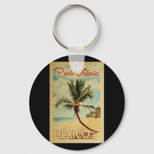 Puerto- VallartaPalme-Vintage Reise Schlüsselanhänger