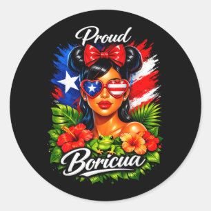 Puertoricanische Mädchen Boricua Puerto Rico Erbe Runder Aufkleber
