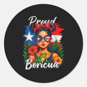 Puertoricanische Mädchen Boricua Puerto Rico Erbe Runder Aufkleber