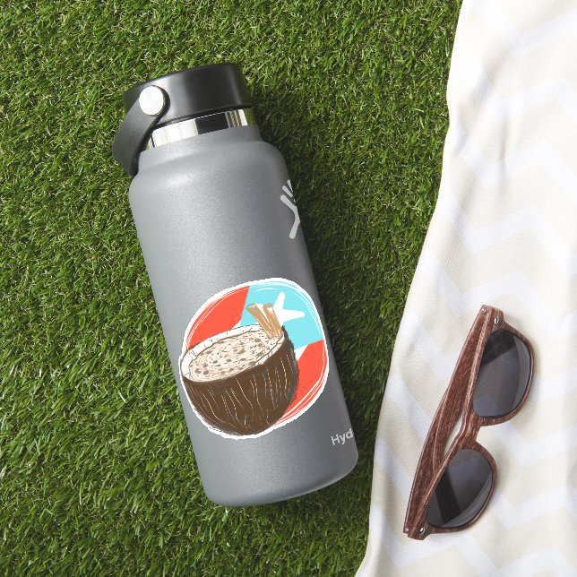 Puertorico Coconut Handgezeichneter Sticker (HydroFlask Insitu)