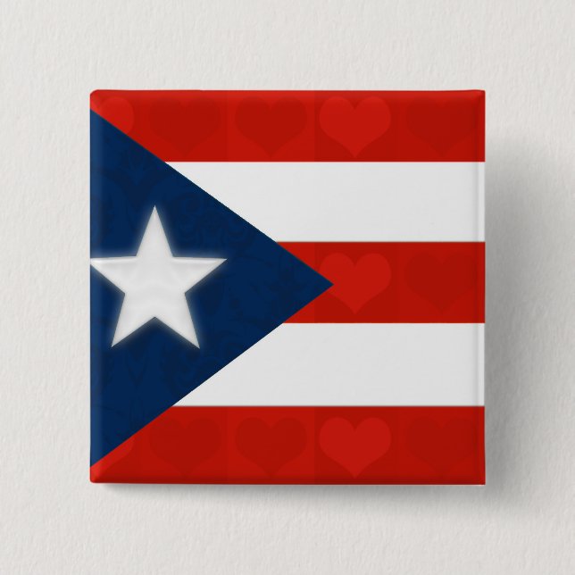 Puertorikanische Flagge der roten gestreiften Button (Vorderseite)