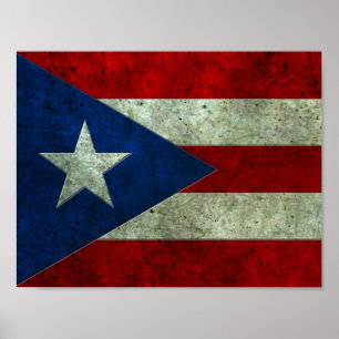 Puertorikanische Flagge gealterter Stahleffekt Poster