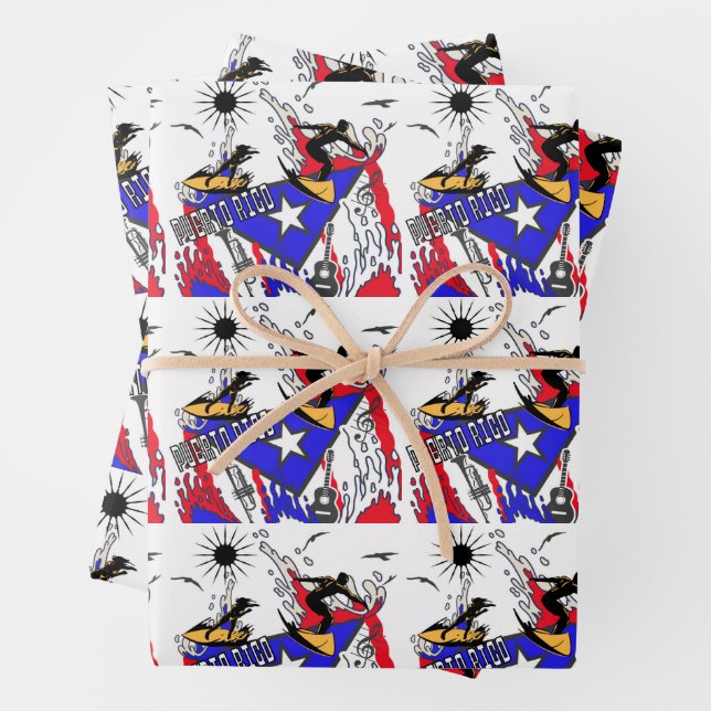 puertorikanische Flagge Geschenkpapier Set (Beispiel)