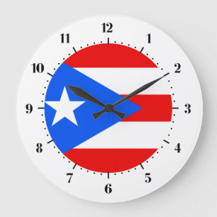 Puertorikanische Flagge Große Wanduhr