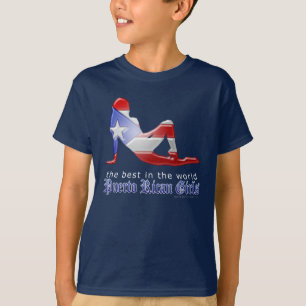 Puertorikanische Mädchen-Silhouette-Flagge T-Shirt