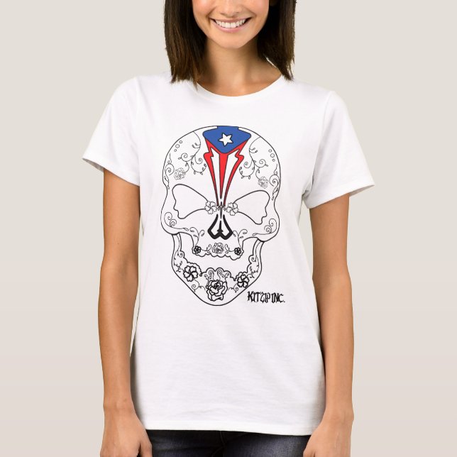 Puertorikanische Schädel-Süßigkeit T-Shirt (Vorderseite)