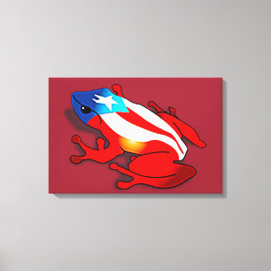 Puertorrican Coqui mit Flagge Leinwanddruck