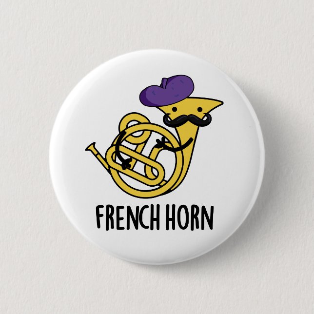 Puff des französischen Horn Funny Music Instrument Button (Vorderseite)