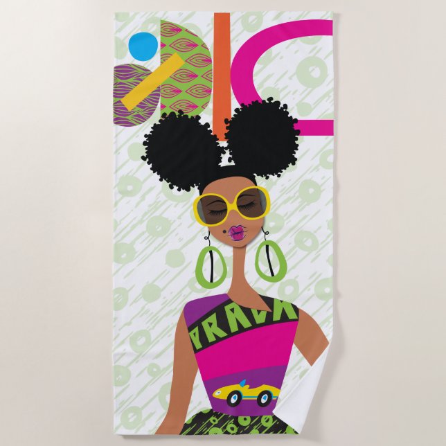 Puff Girl Colorful Beach Handtuch (Vorderseite)