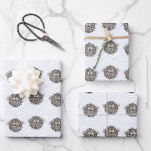 Puffer Fisch Wrapping Paper Flat Sheet Set 3 Geschenkpapier Set