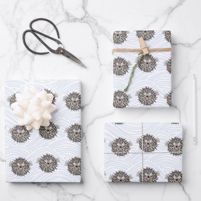 Puffer Fisch Wrapping Paper Flat Sheet Set 3 Geschenkpapier Set (Vorderseite)