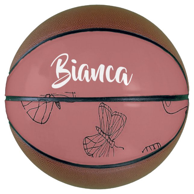 Puffffliegen im Blütenmuster Basketball (Vorderseite)