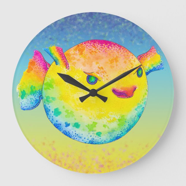 Pufffisch Große Wanduhr (Vorderseite)