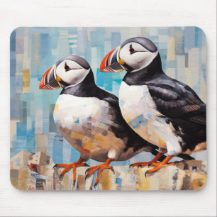Puffin Animal Bird Art Deco Paint Mousepad