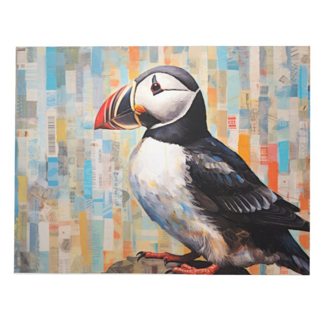 Puffin Animal Bird Art Deco Paint Notizblock (Vorderseite)