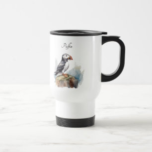 Puffin auf einer Felsenwasserfarbe, nach Maß Reisebecher