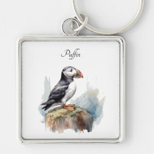Puffin auf einer Felsenwasserfarbe, nach Maß Schlüsselanhänger