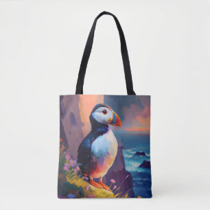 Puffin Bird Animal Portrait Malerei frei von Wildt Tasche