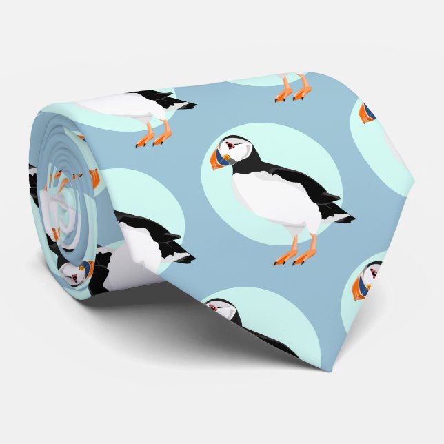 Puffin Bird Illustration Krawatte (Gerollt)