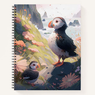 Puffin Bird Portrait Animal Painting Free Notizbuch